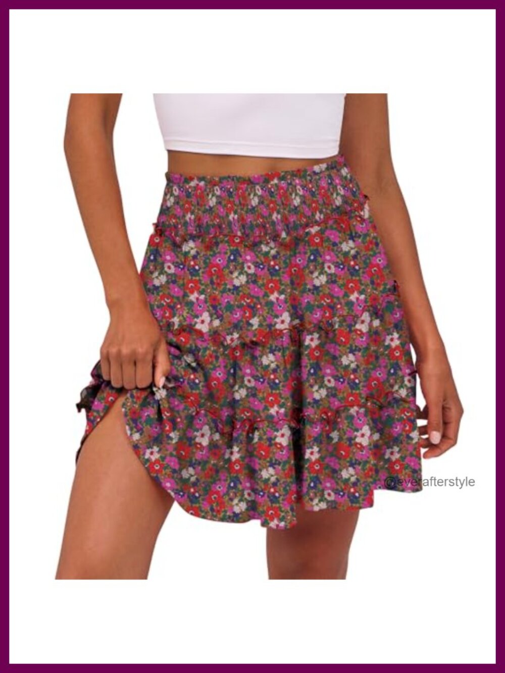 Women's Mini Skort Built-in Shorts Tiered Ruffle High Waist Summer